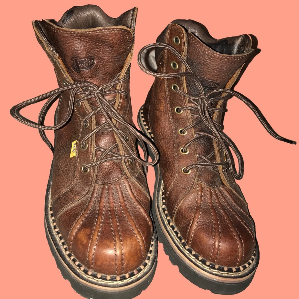 Justin brown leather work boots